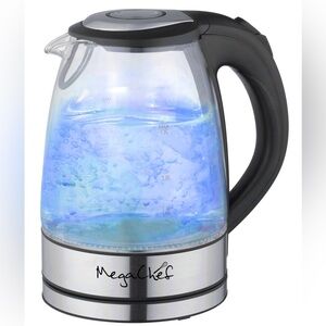Mega Chef 🆕 1.7 liter Glass & Stainless Steel Electric Tea Kettle